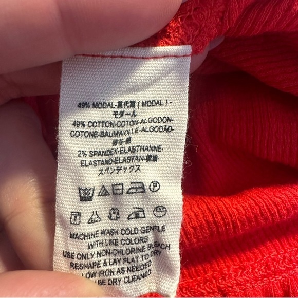 Free People Mint Julep Crop Top Cherry Red Ruffle Button Front XS Summer Beach - Picture 6 of 9